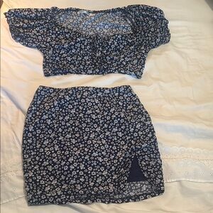 Red, White and Blue Milkmaid Crop Top and Mini Skirt Set Casual